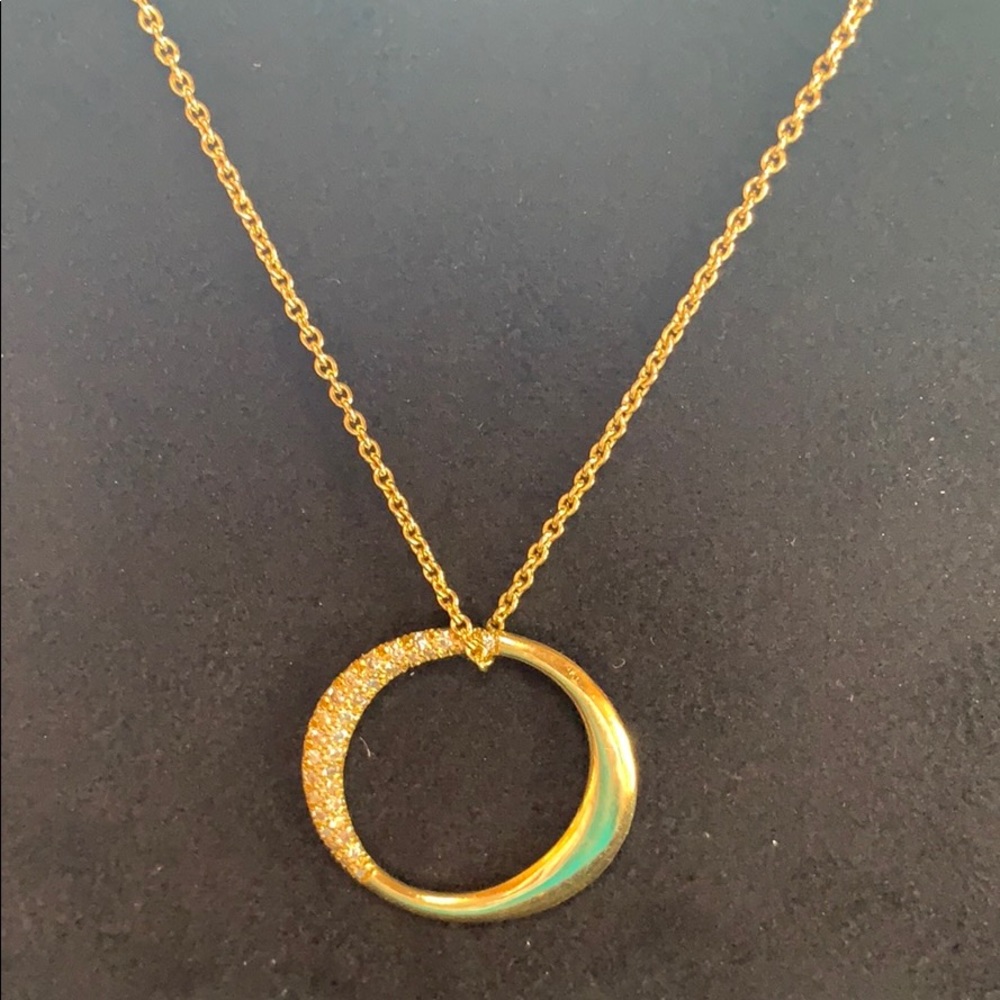 Ippolita Gold Circle Pendant Necklace with Pavé Accent